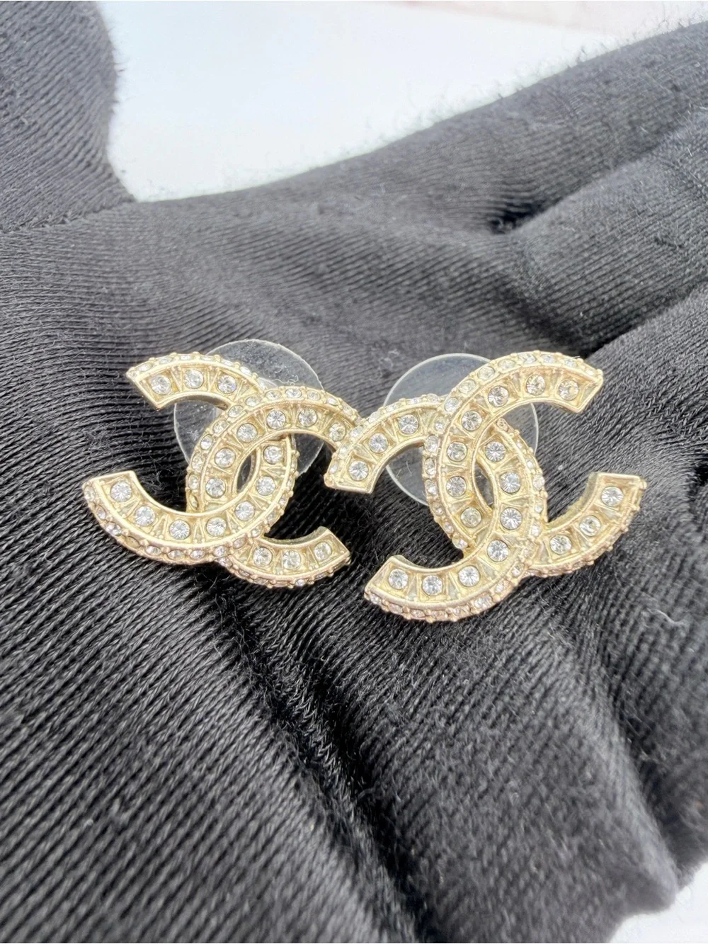 Chanel Crystal Timeless CC Earrings Studs